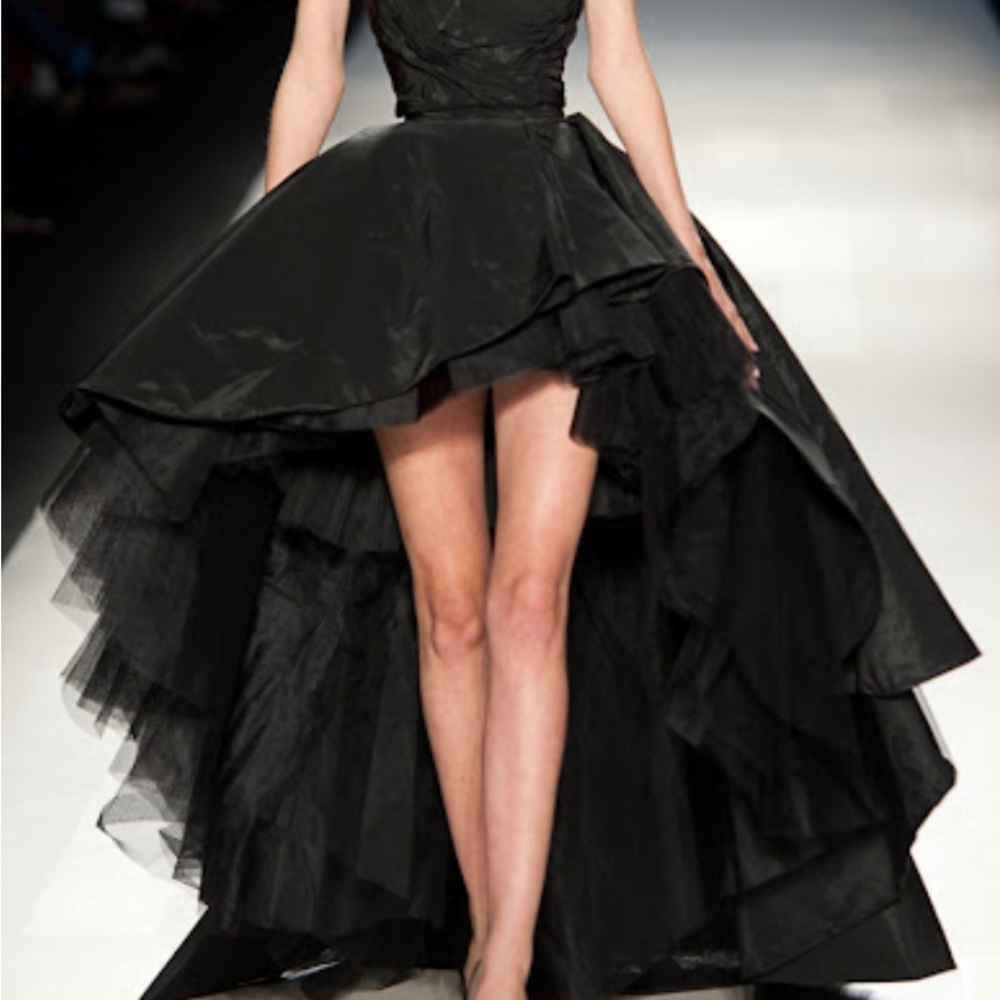 Pavoni Couture Collection black High low Skirt size 10.